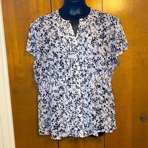 Torrid Ruffled Chiffon Black & White Floral Blouse
